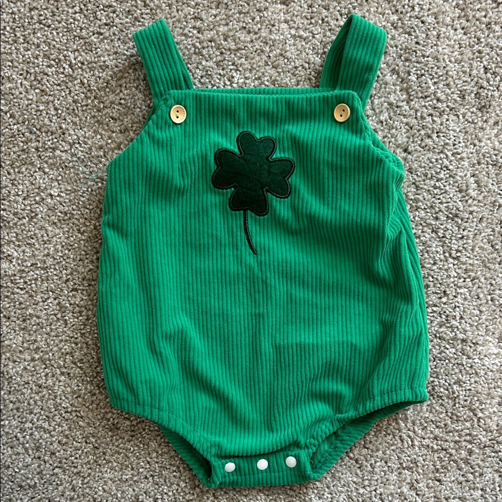 Green Baby Romper with Shamrock